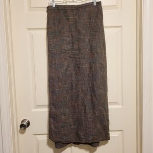 Flax Maxi Linen Wrap Skirt Large Plaid Cottagecore Multicolor Pocket
